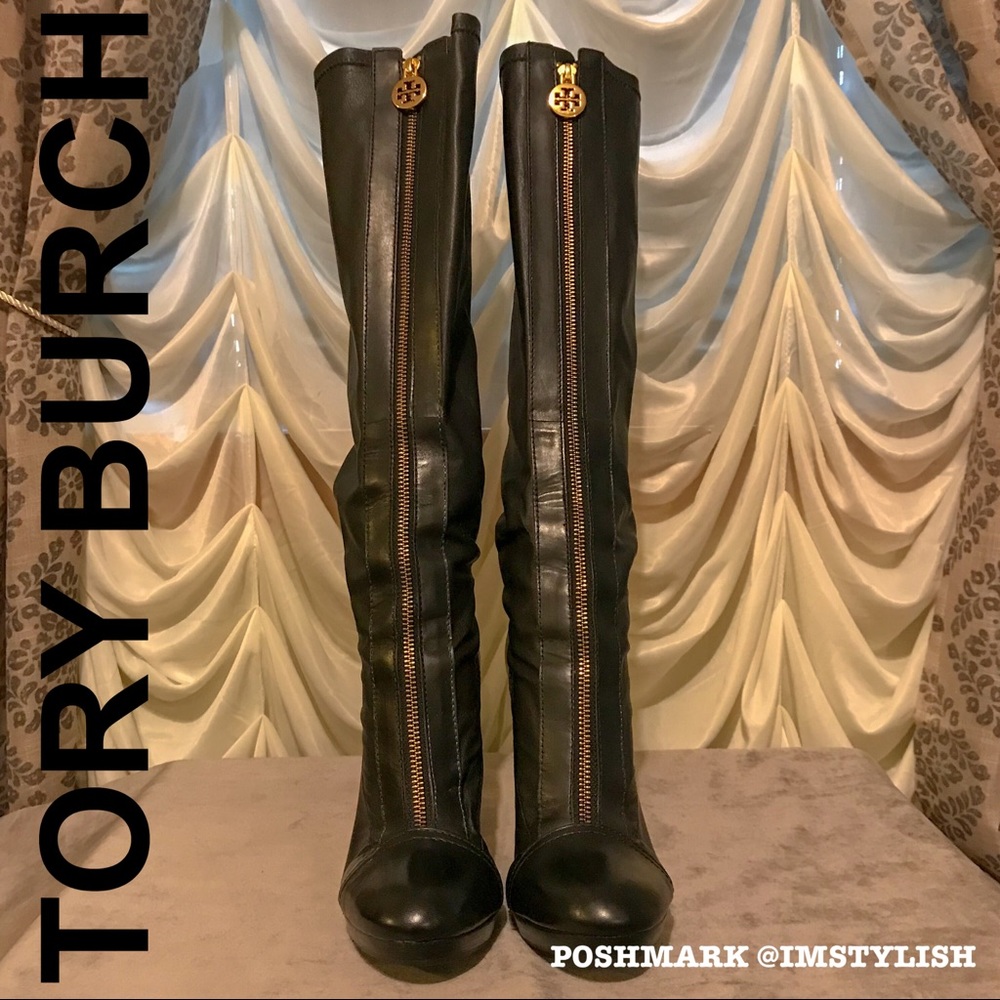EUC Tory Burch Mary Zip Front Stretch Boots